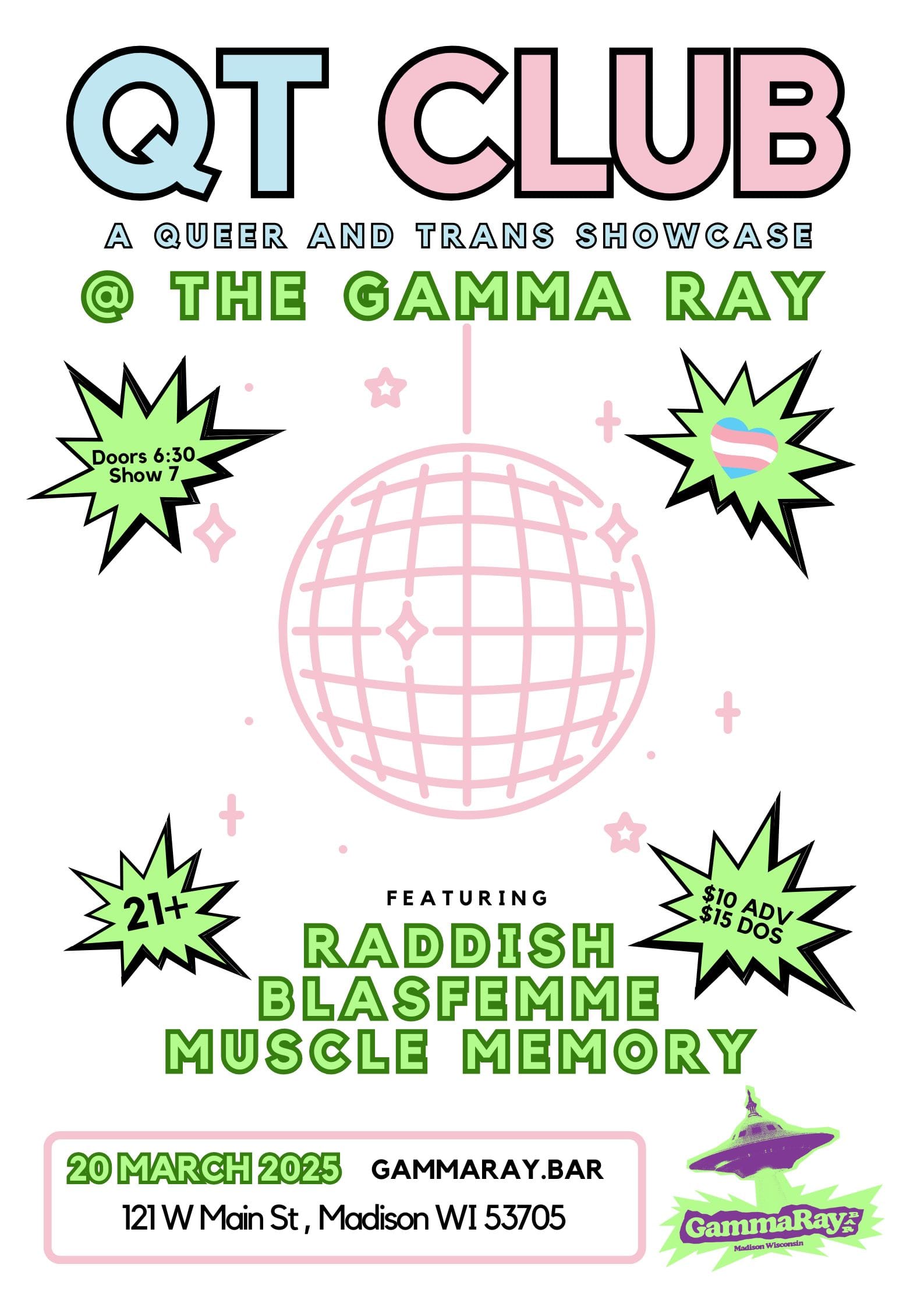 Graphic advertising QT Club at Gamma Ray on March 20
