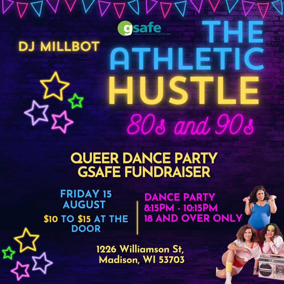 Flyer for the Athletic Hustle dance party event.